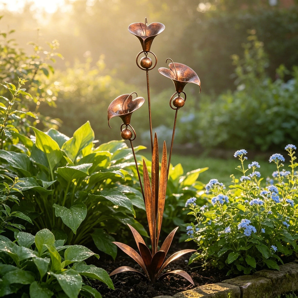 Sven | Metalen tuinsteker met calla lelies en belletjes - foto 11