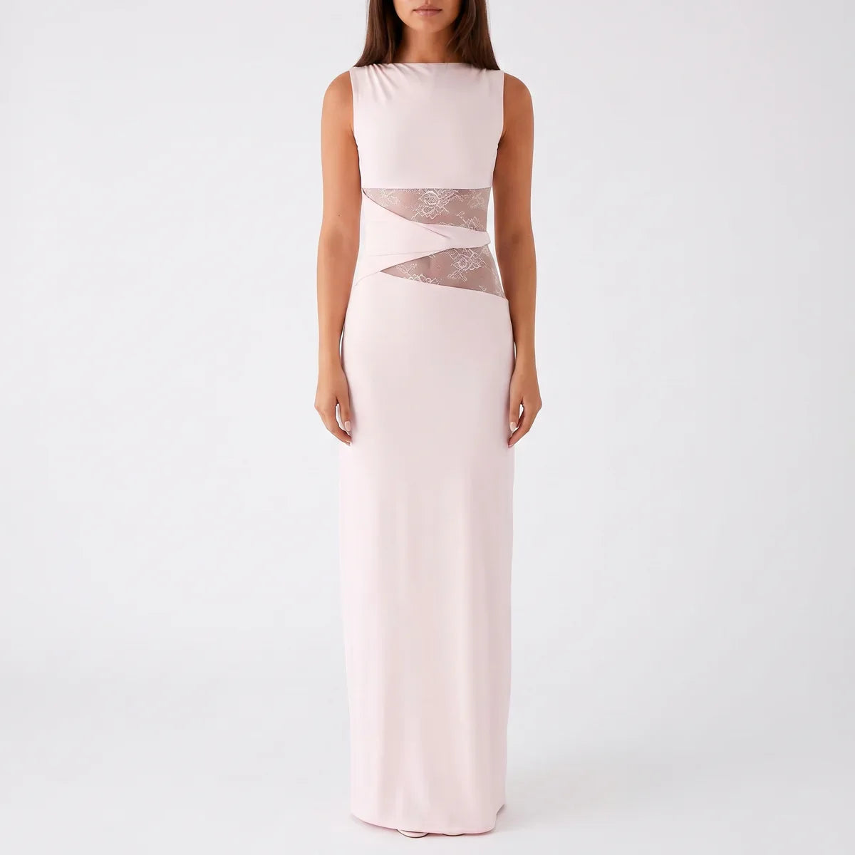 Tess | Kanten maxi jurk voor dames - Roze