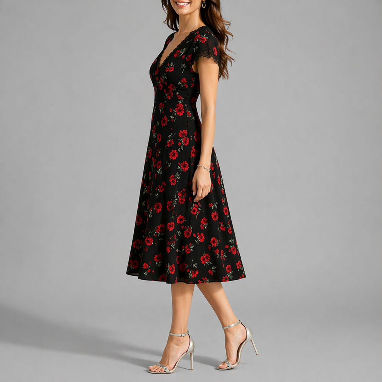 Tess | Midi jurk voor dames met bloemenprint - view 2