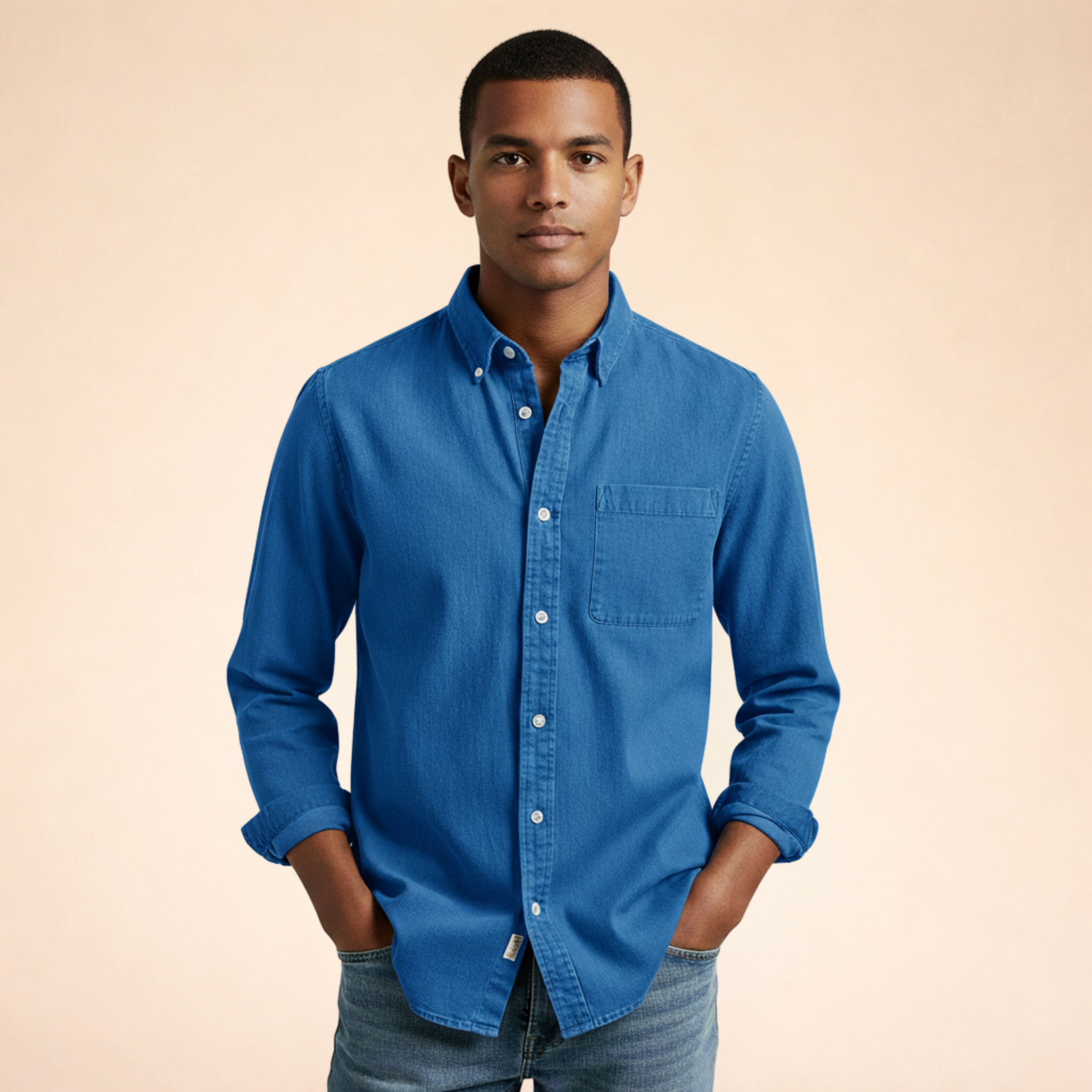 Thomas | Casual overhemd met lange mouwen voor heren - Blauw