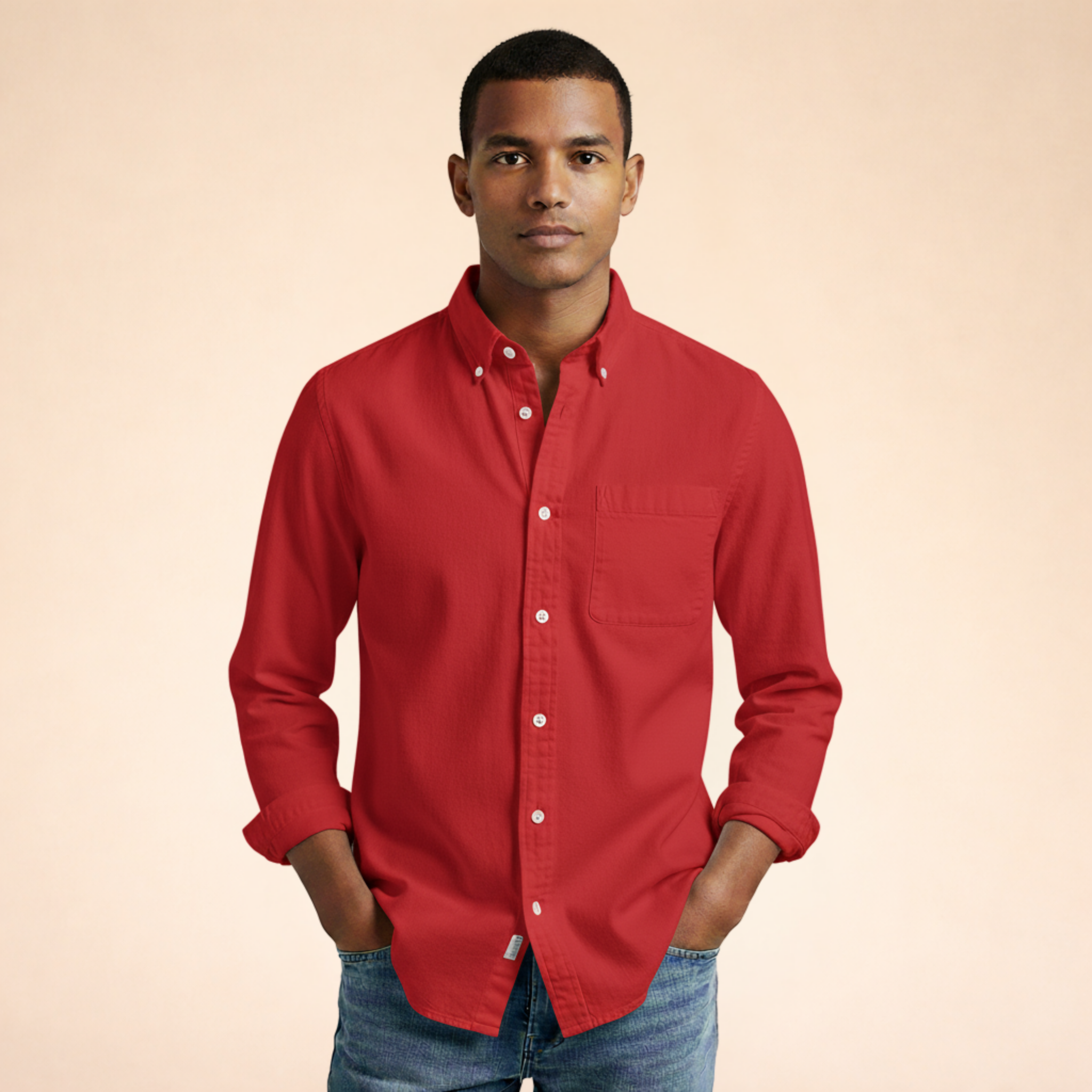 Thomas | Casual overhemd met lange mouwen voor heren - Rood