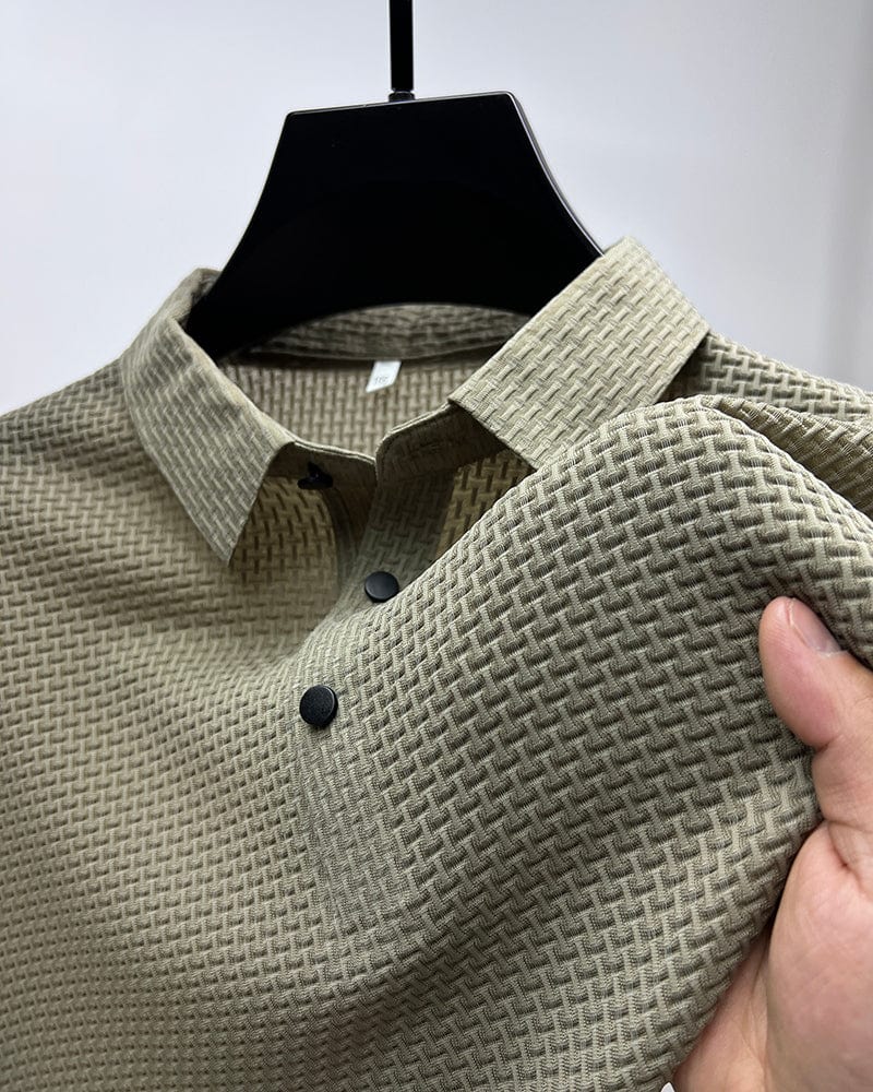 Tijmen | Poloshirt heren met korte mouw en knoopsluiting - Beige
