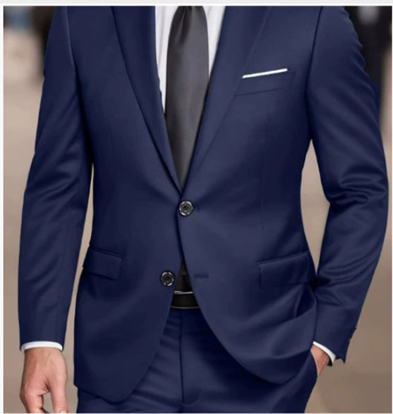 Tijn | Herenpak slim fit, lichtgrijs - Marineblauw