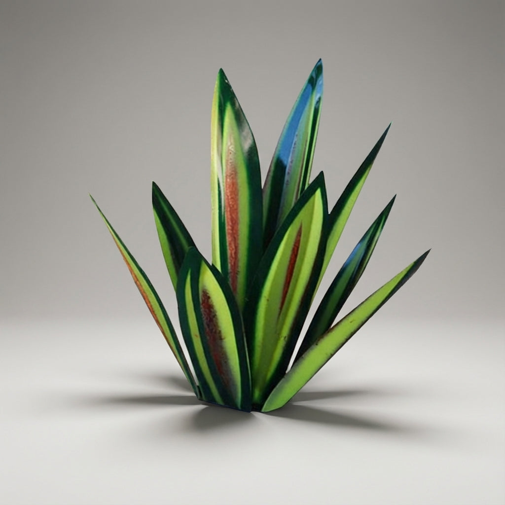 Tim | Metalen tuinornament agave met solar led - Groen