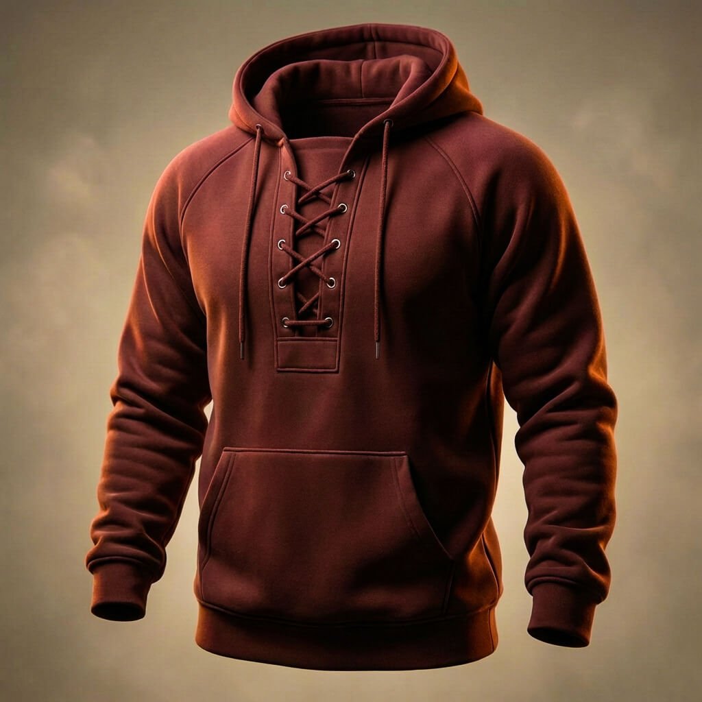 Timo | Hoodie voor heren met veterhals - Bourgondisch rood