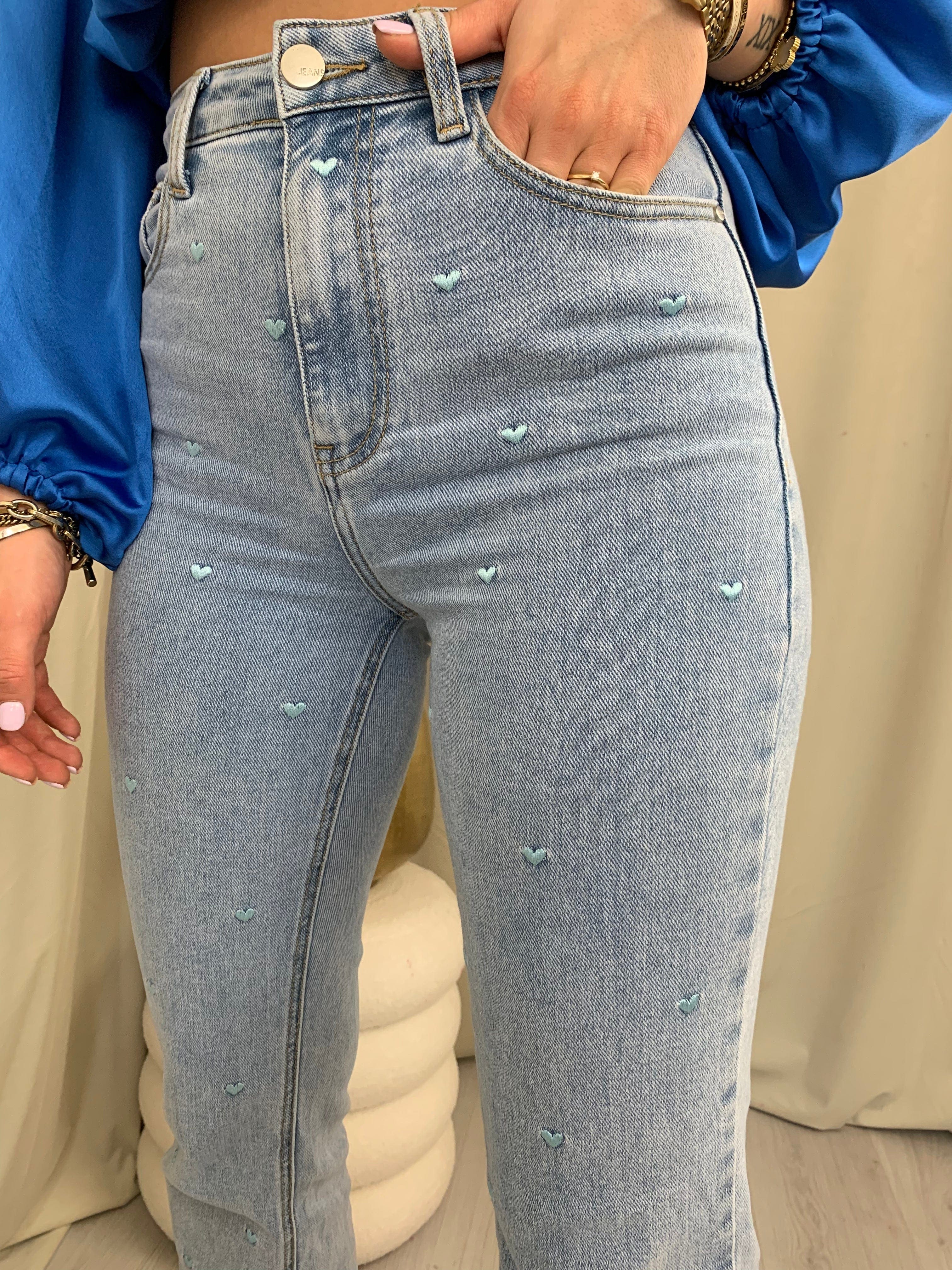 Love - Heart Jeans met Hoge Taille en Stretch