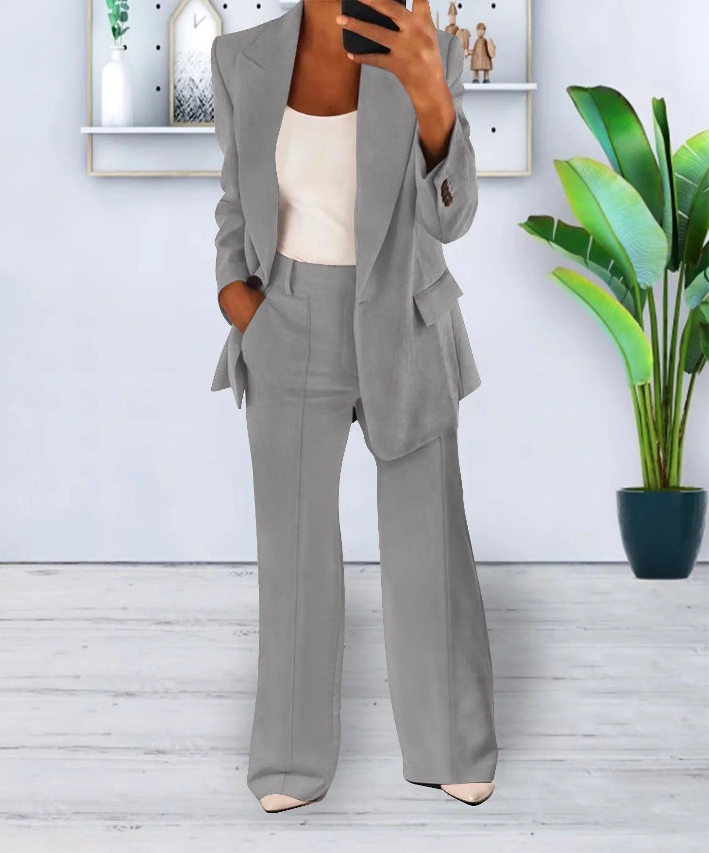Tweedelig Pak Dames Met Blazer En Lange Broek | Navando