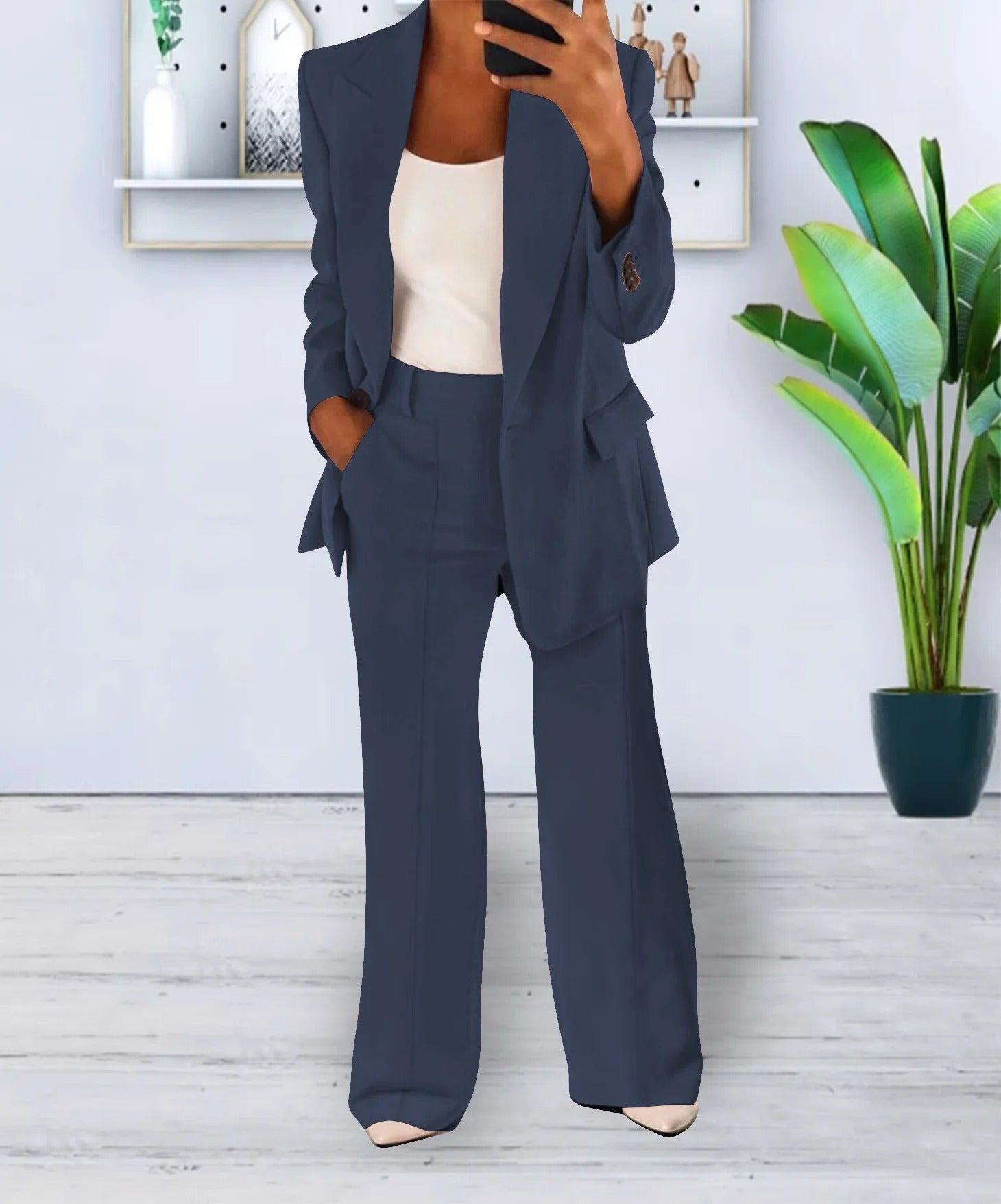 Tweedelig Pak Dames Met Blazer En Lange Broek | Navando