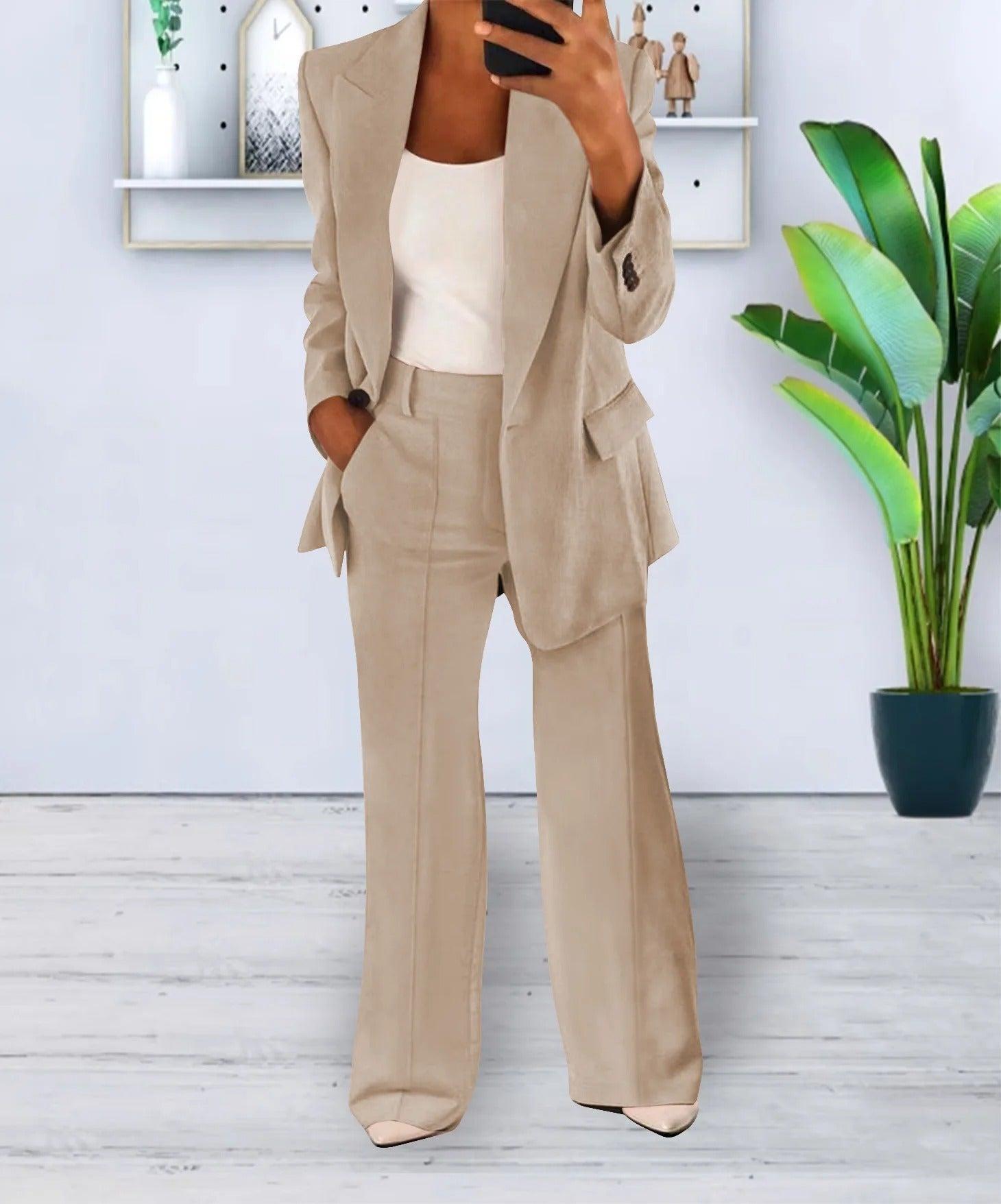 Tweedelig Pak Dames Met Blazer En Lange Broek | Navando