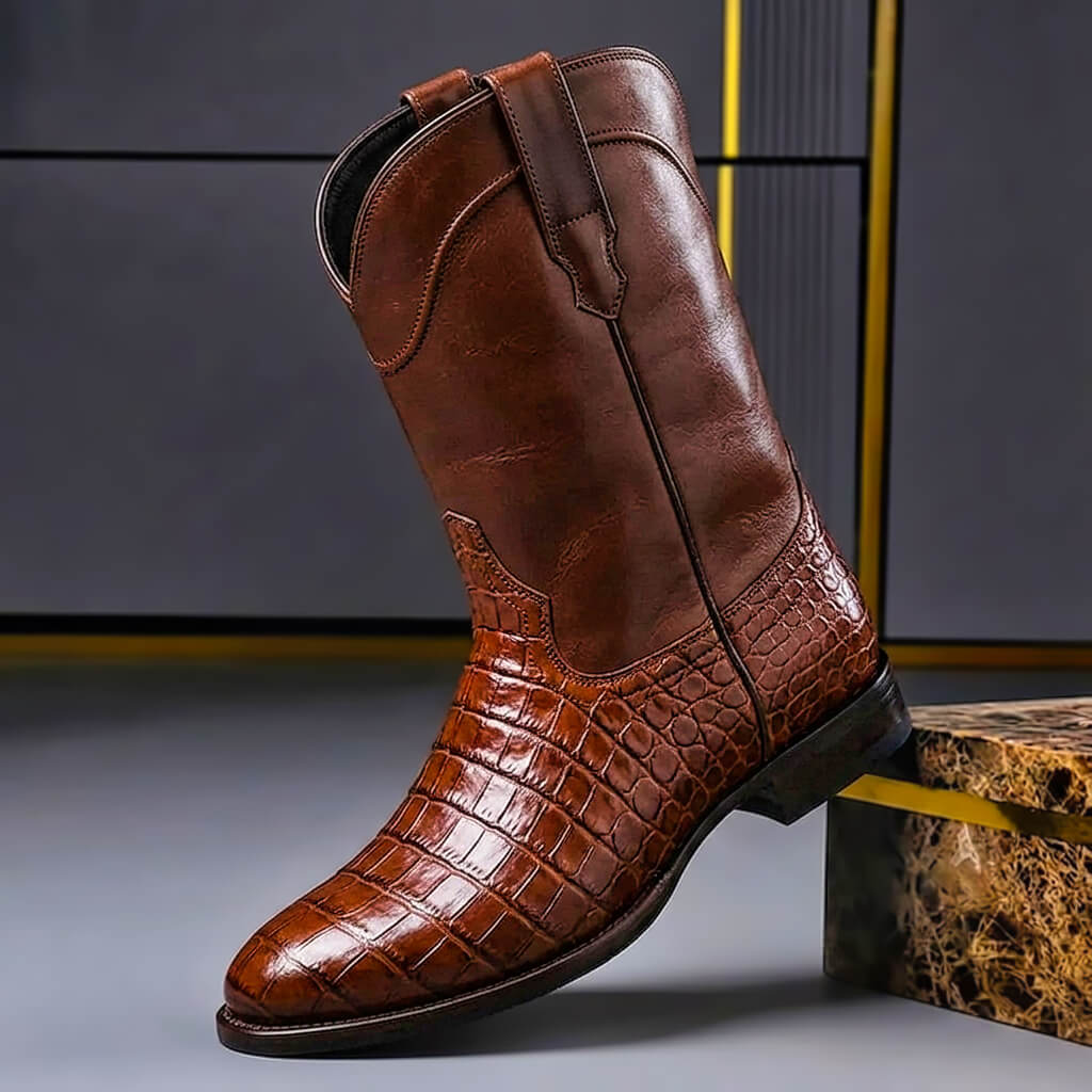 Vincent | Leren cowboylaarzen voor heren - Cognacbruin