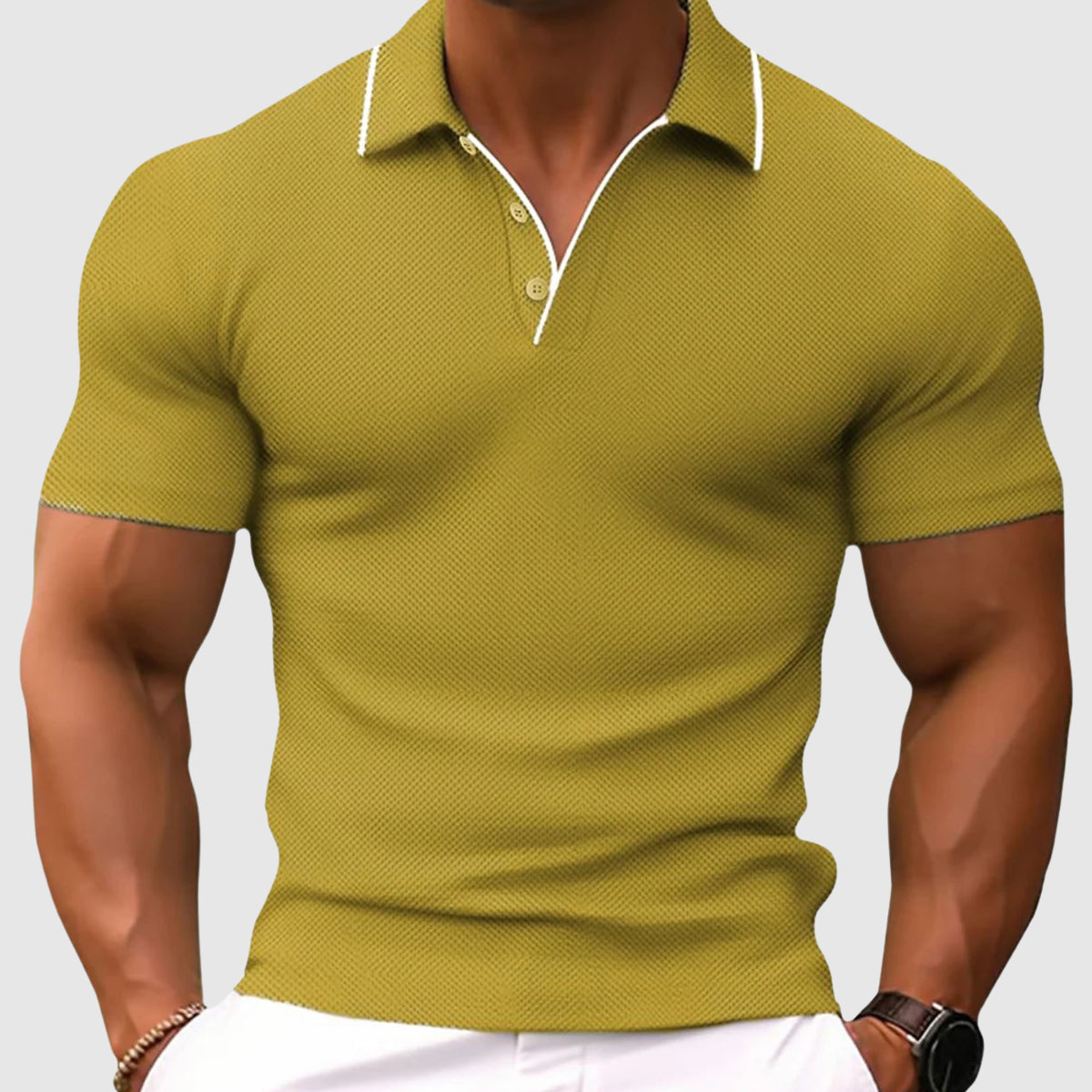 Vincent | Poloshirt met korte mouw voor heren, slim fit - Geel