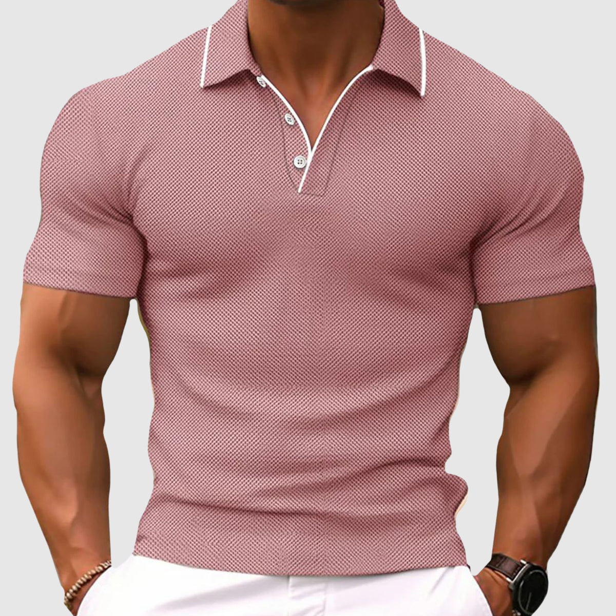 Vincent | Poloshirt met korte mouw voor heren, slim fit - Roze
