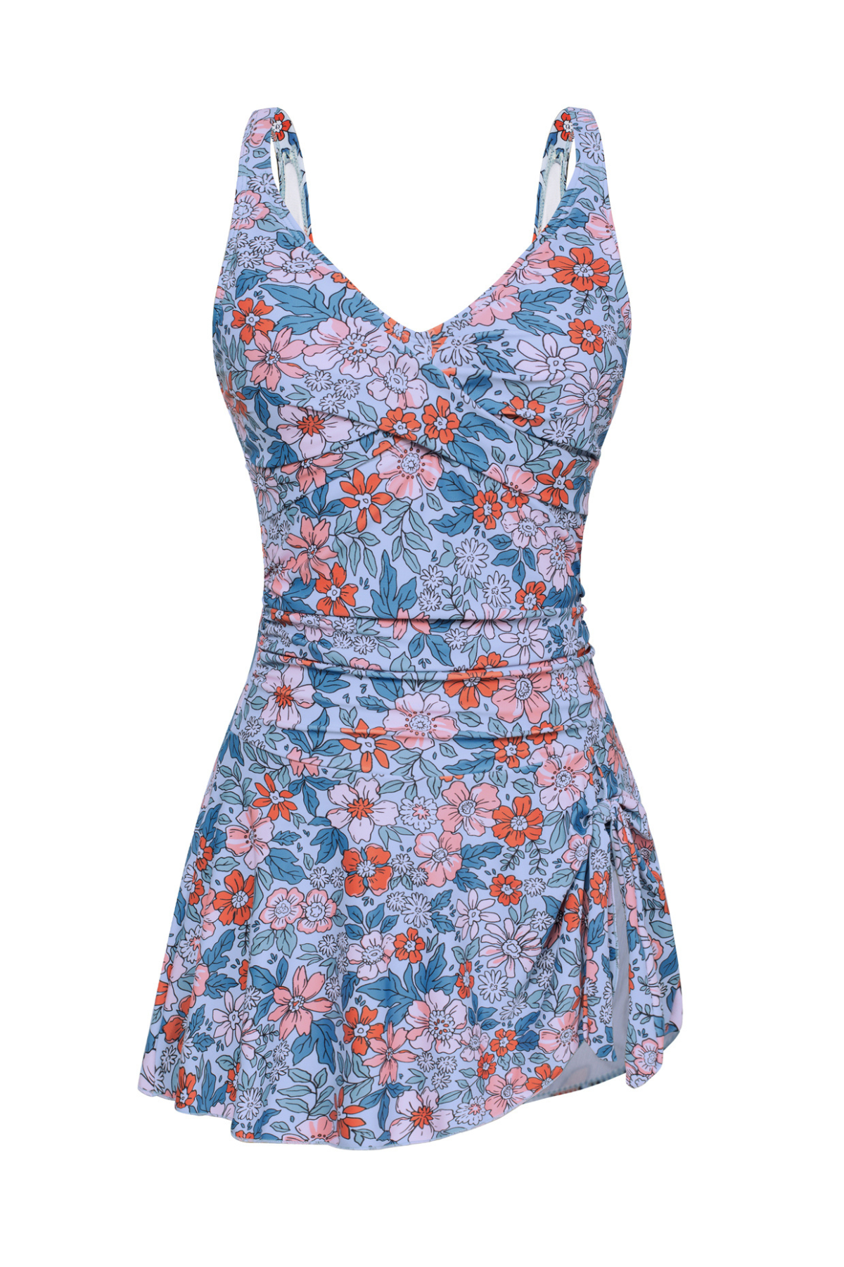 Vivian | Badpakjurk dames met rokje en V-hals - Blauw