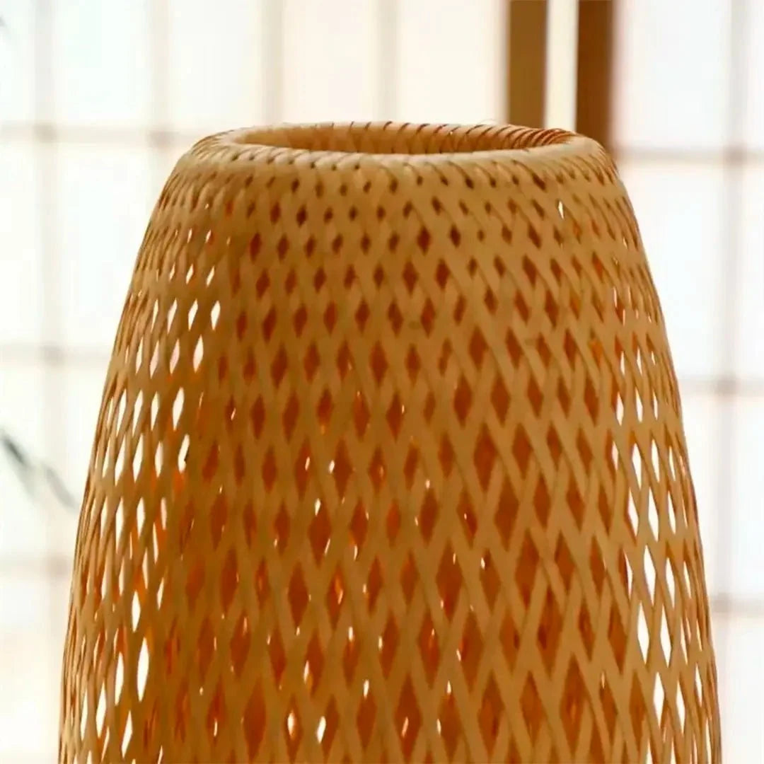 Wim | Bamboe tafellamp met houten voet - foto 6
