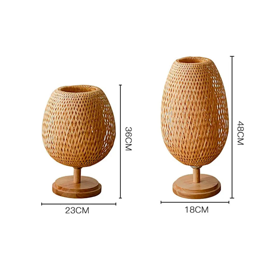 Wim | Bamboe tafellamp met houten voet - foto 7
