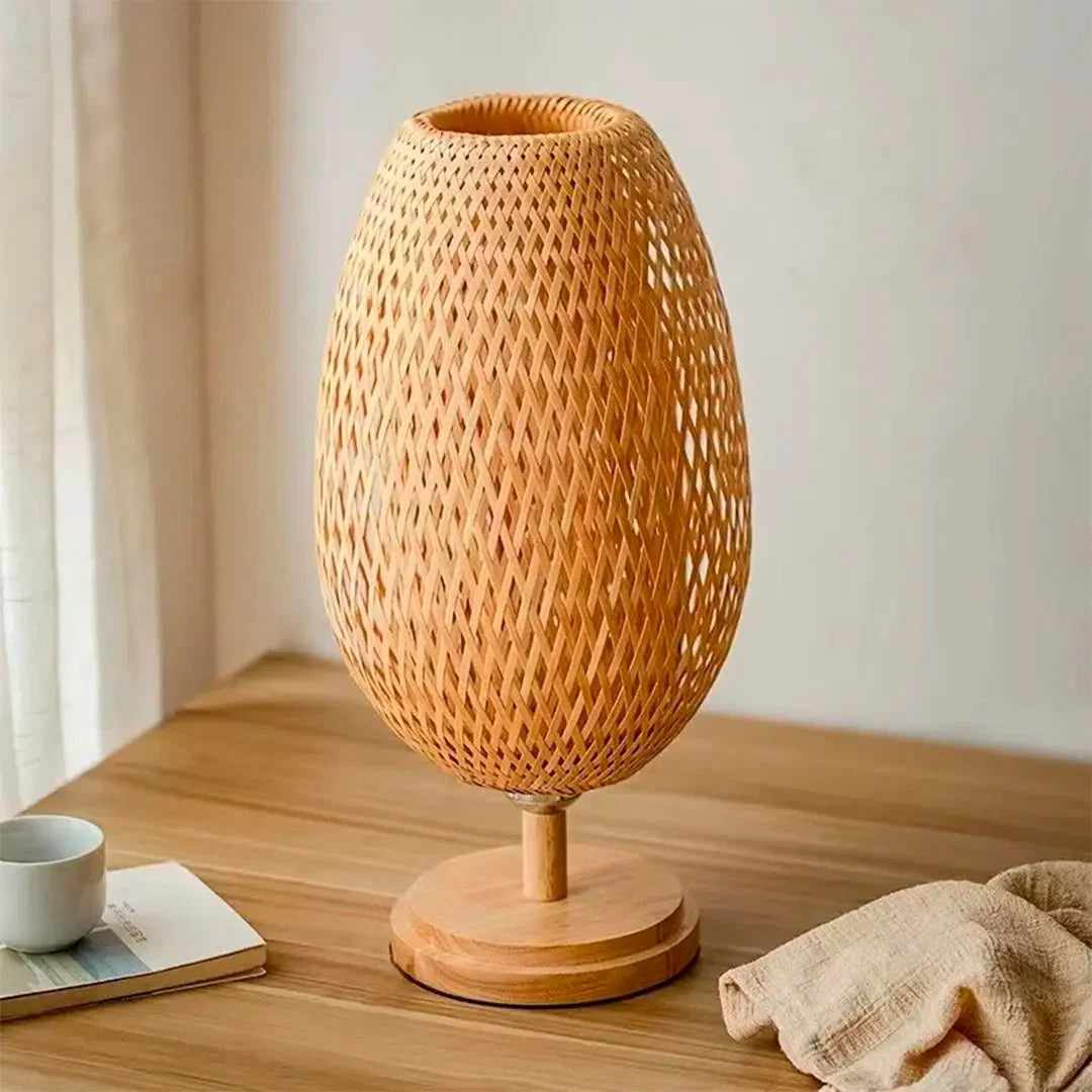 Wim | Bamboe tafellamp met houten voet - foto 8