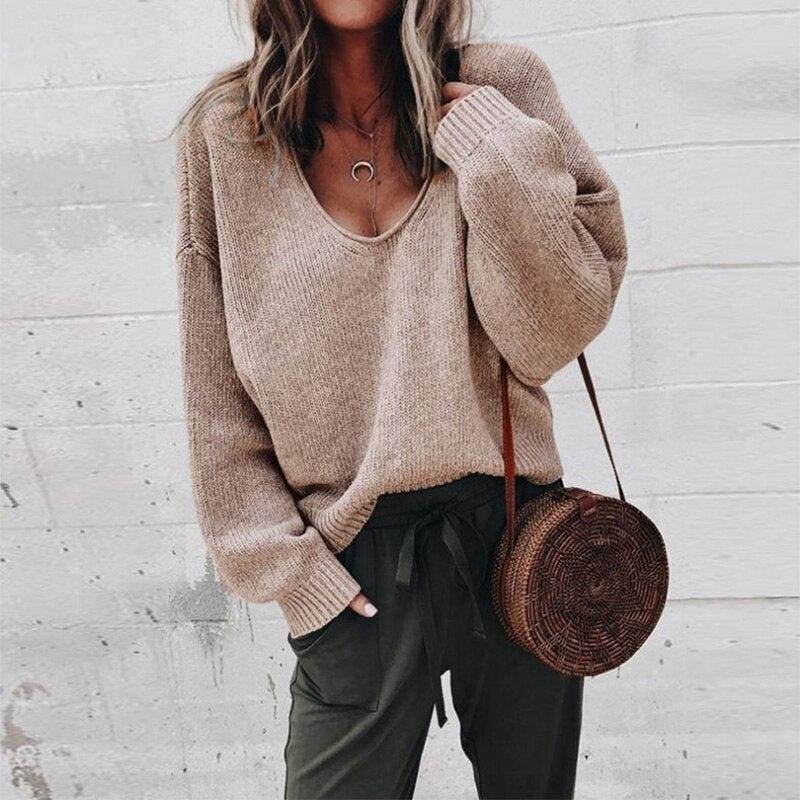 Victoria - Oversized Trui met V-Hals voor Dames
