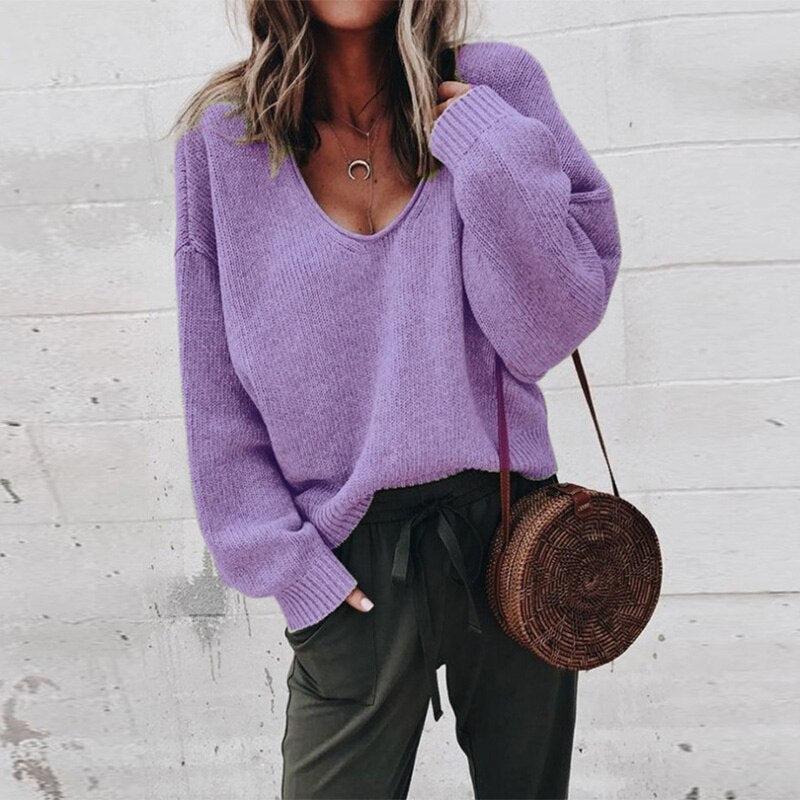Victoria - Oversized Trui met V-Hals voor Dames