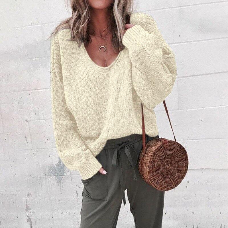 Victoria - Oversized Trui met V-Hals voor Dames