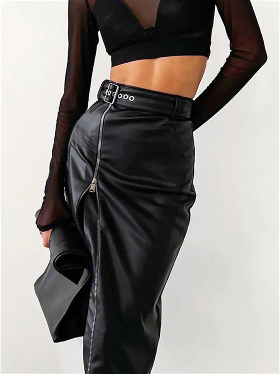 Daria - jupe crayon élégante en cuir PU