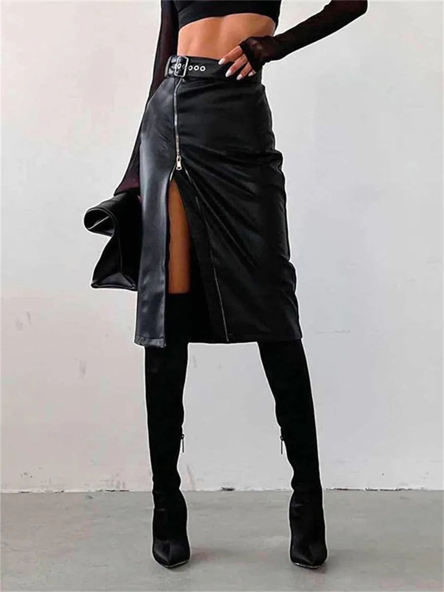 Daria - jupe crayon élégante en cuir PU
