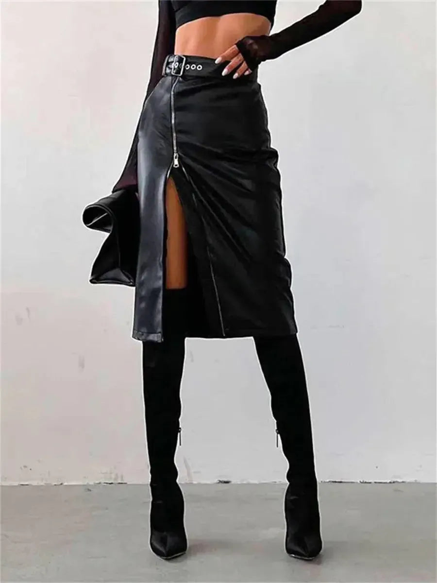 Daria - Elegante kokerrok van PU leer