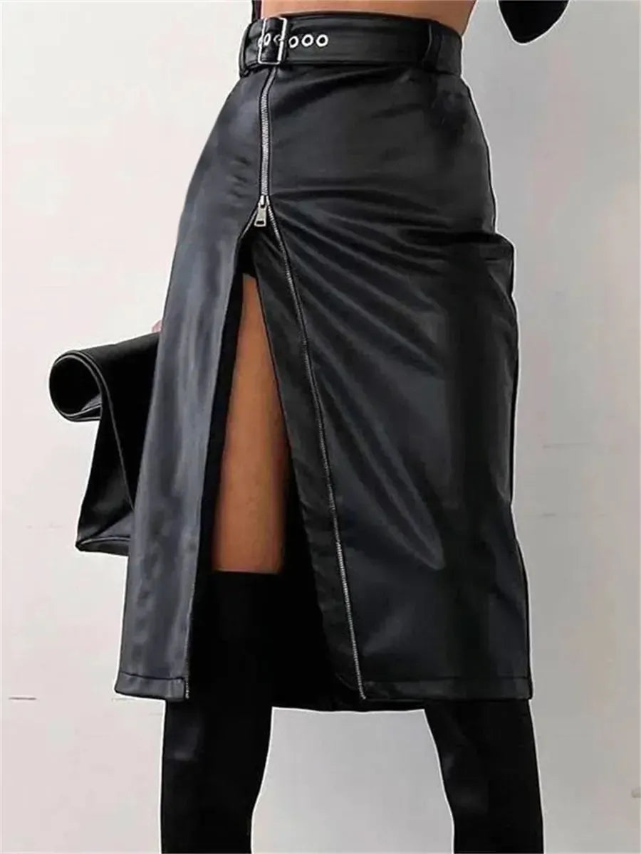 Daria - Elegante kokerrok van PU leer
