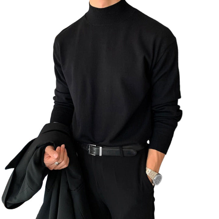 Katoenmix slim fit halve coltrui voor heren – klassieke gebreide kleding