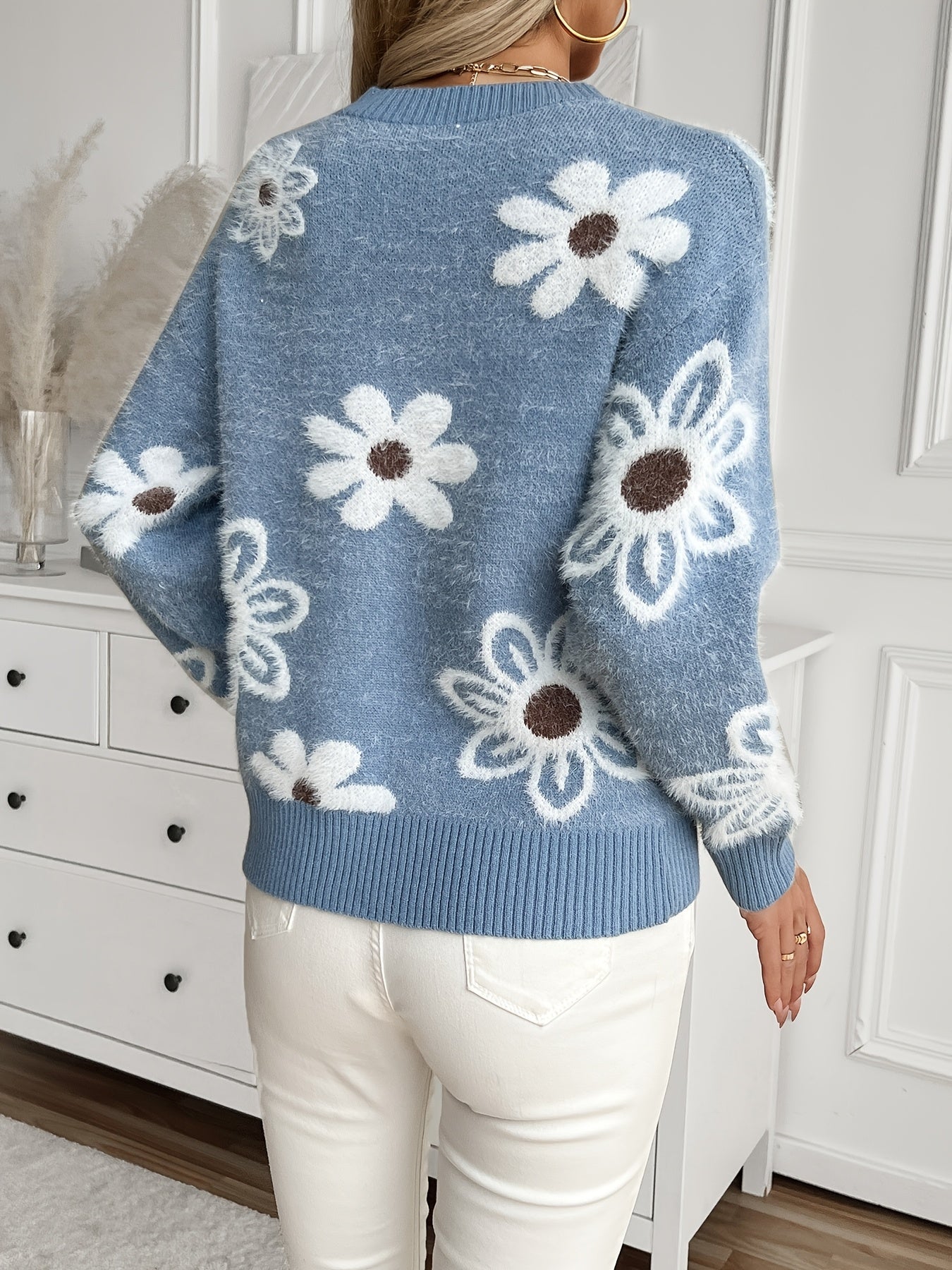Trui_Dames_Winter_Warm_Comfortabel_Ronde_Hals_Blauw_Victoria_Mae