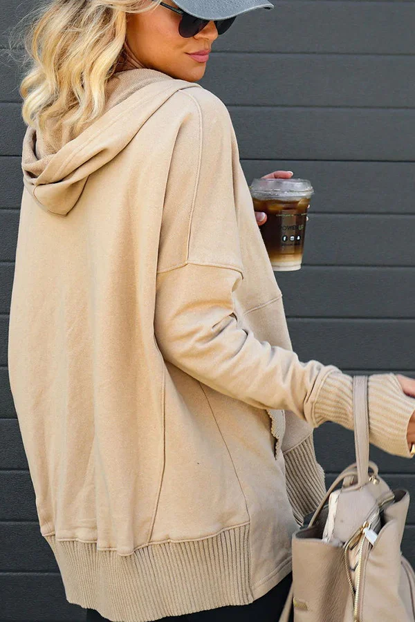 Ilse - Oversized Hoodie met Lange Mouwen en V-Hals voor Dames