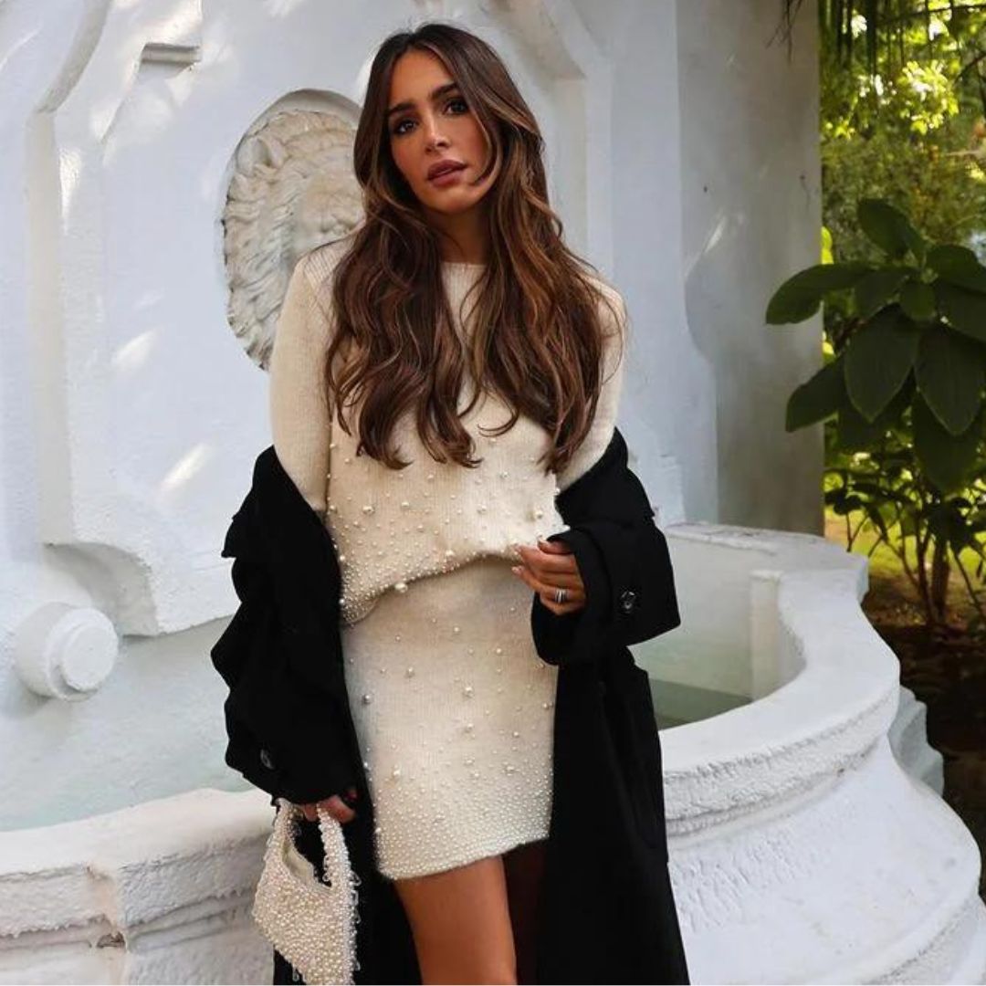 Stella - Luxe set met kralen trui en rok