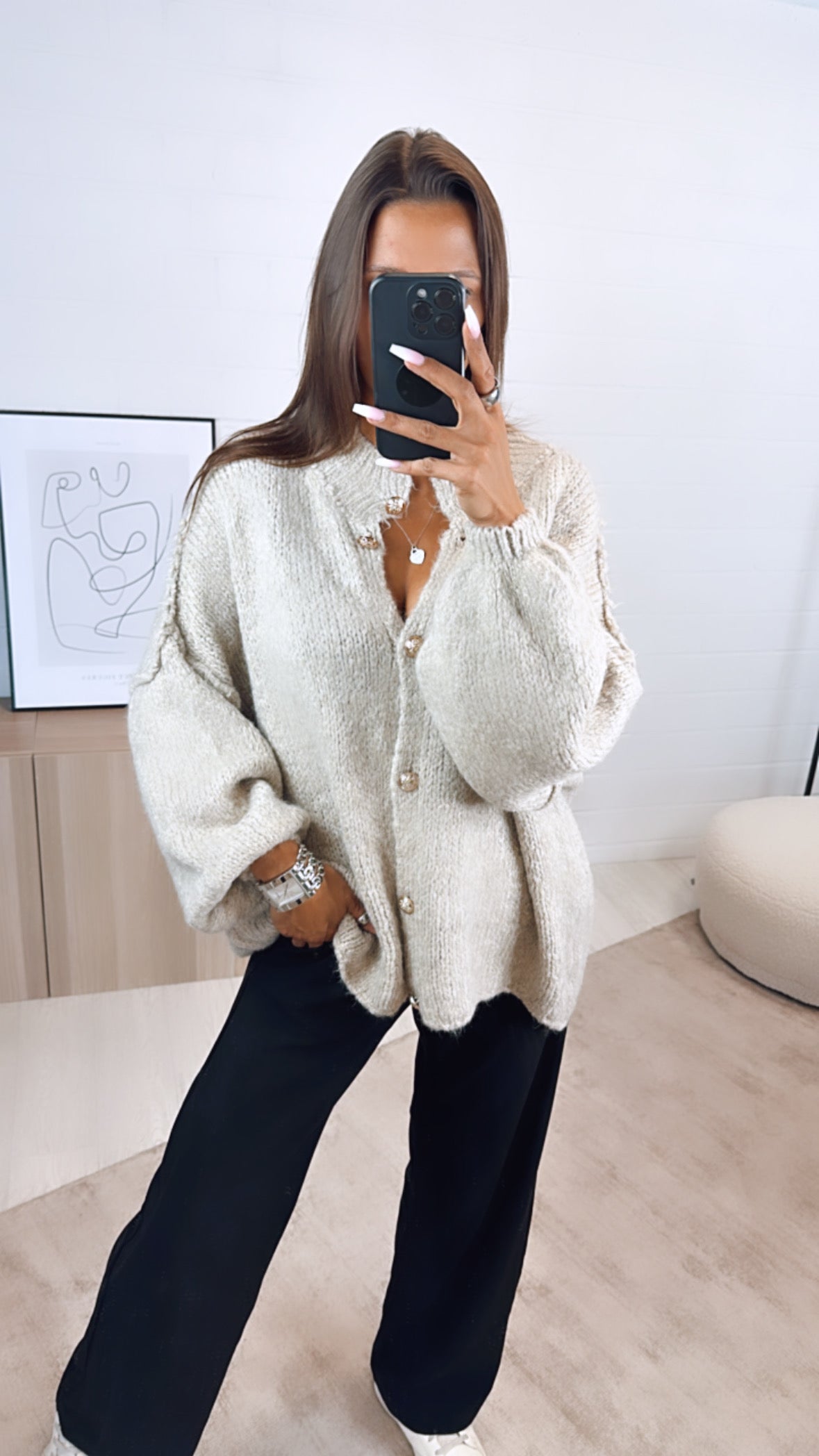 Cecil - Oversized Gebreide Cardigan met Gouden Knopen voor Dames