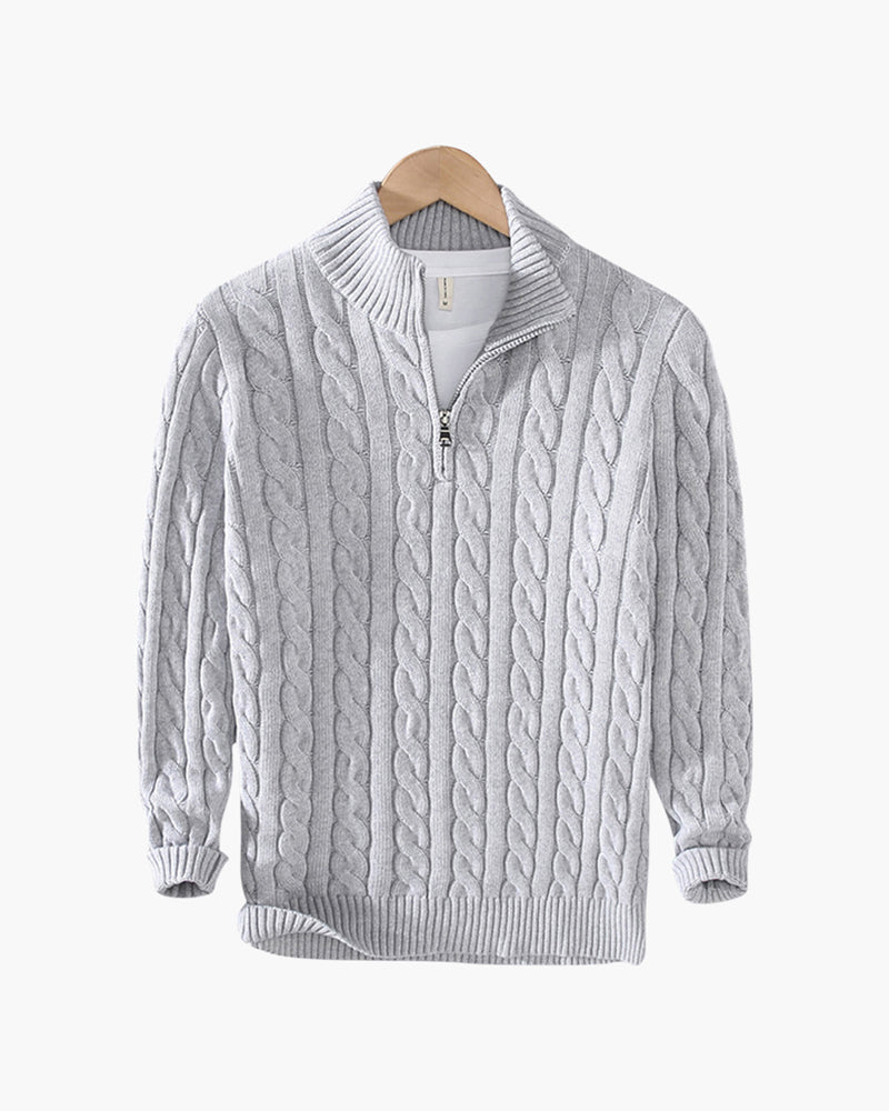 Navando | Kabelstrickpullover mit halbem Reißverschluss