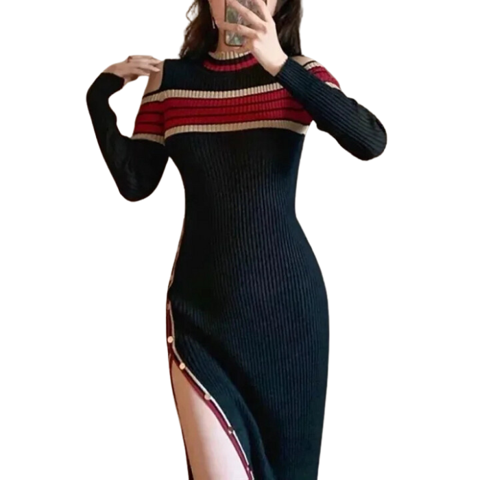 Luna - Ribgebreide Bodycon Maxi-Jurk