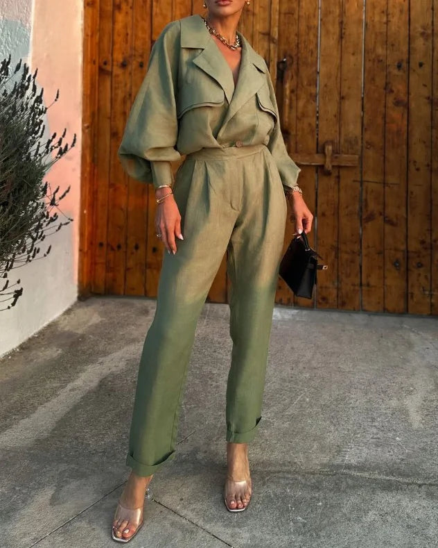 Selina - Casual Moderne Top en Broek Set