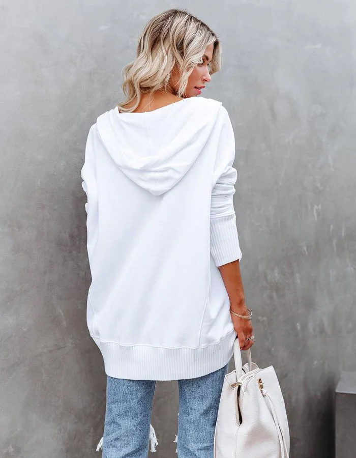 Ilse - Oversized Hoodie met Lange Mouwen en V-Hals voor Dames