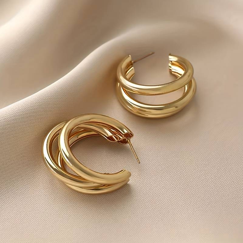 Veder - Elegante 3 Oorringen in Goud of Zilver