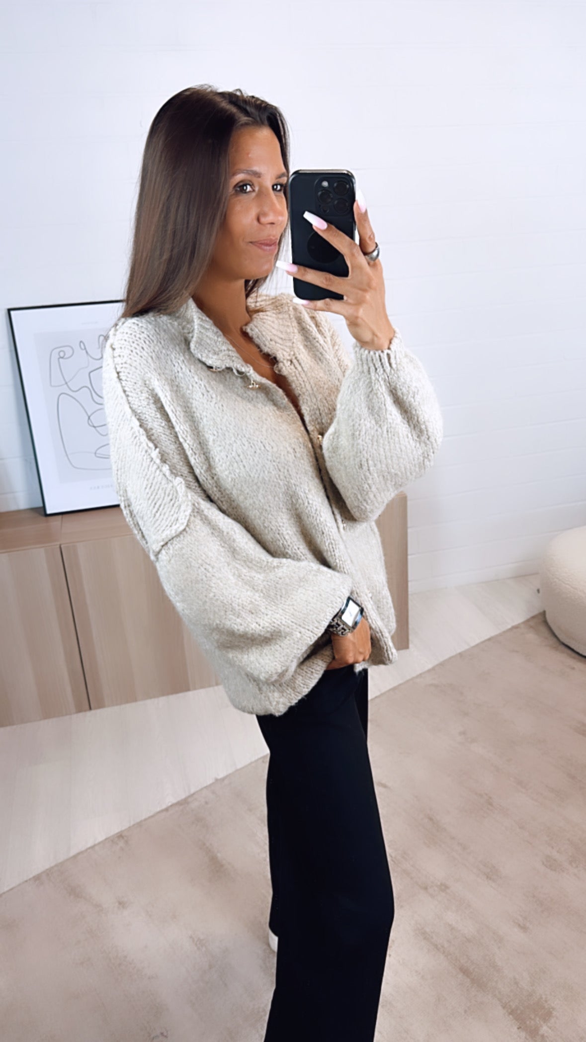 Cecil - Oversized Gebreide Cardigan met Gouden Knopen voor Dames