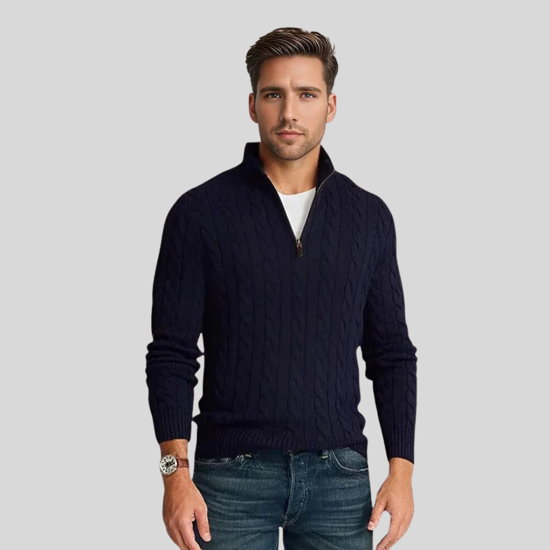 Trui_Heren_Halve_Rits_Zip_Donkerblauw_Mannen