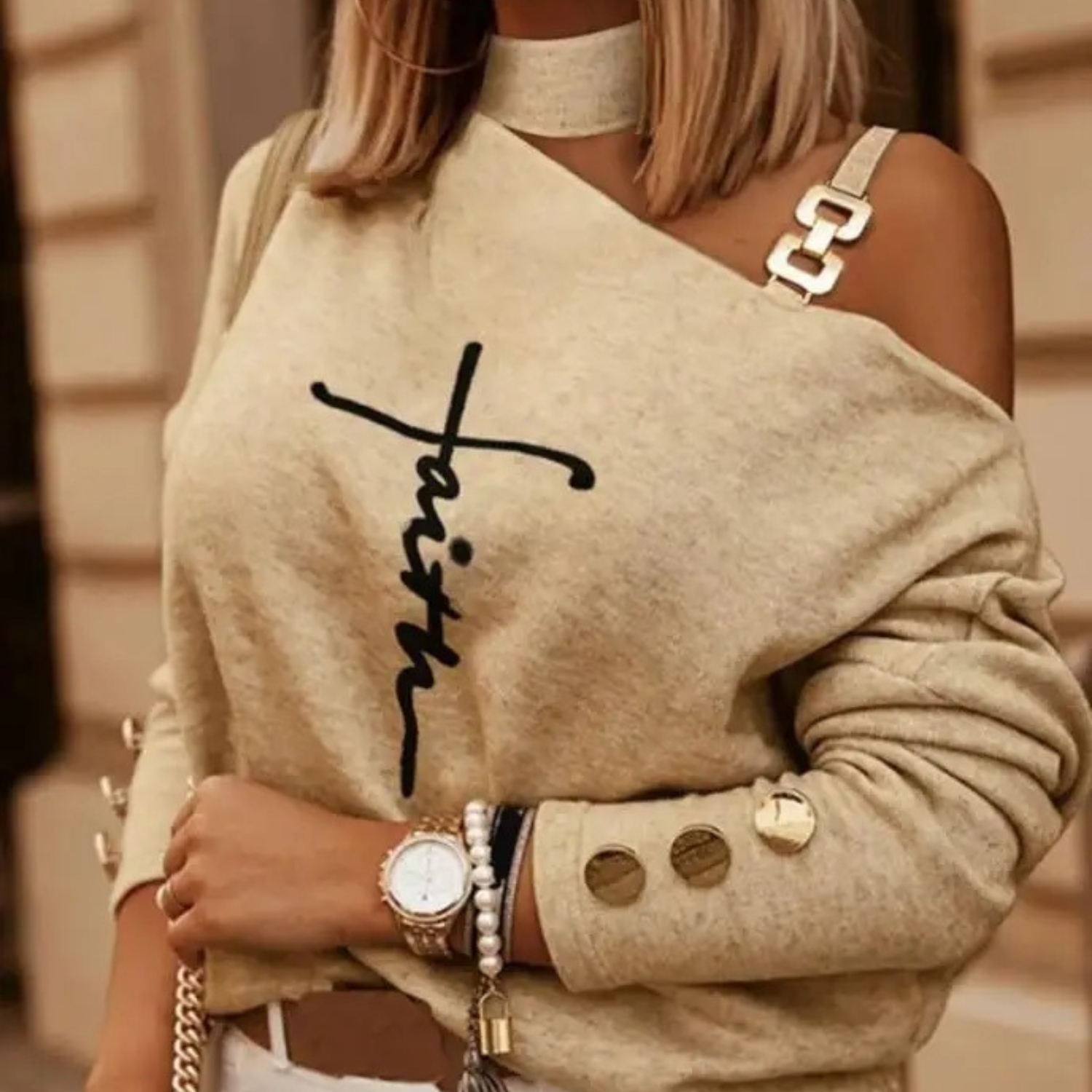 Liana - Stijlvolle Blouse met Lange Mouwen en One Shoulder voor Dames