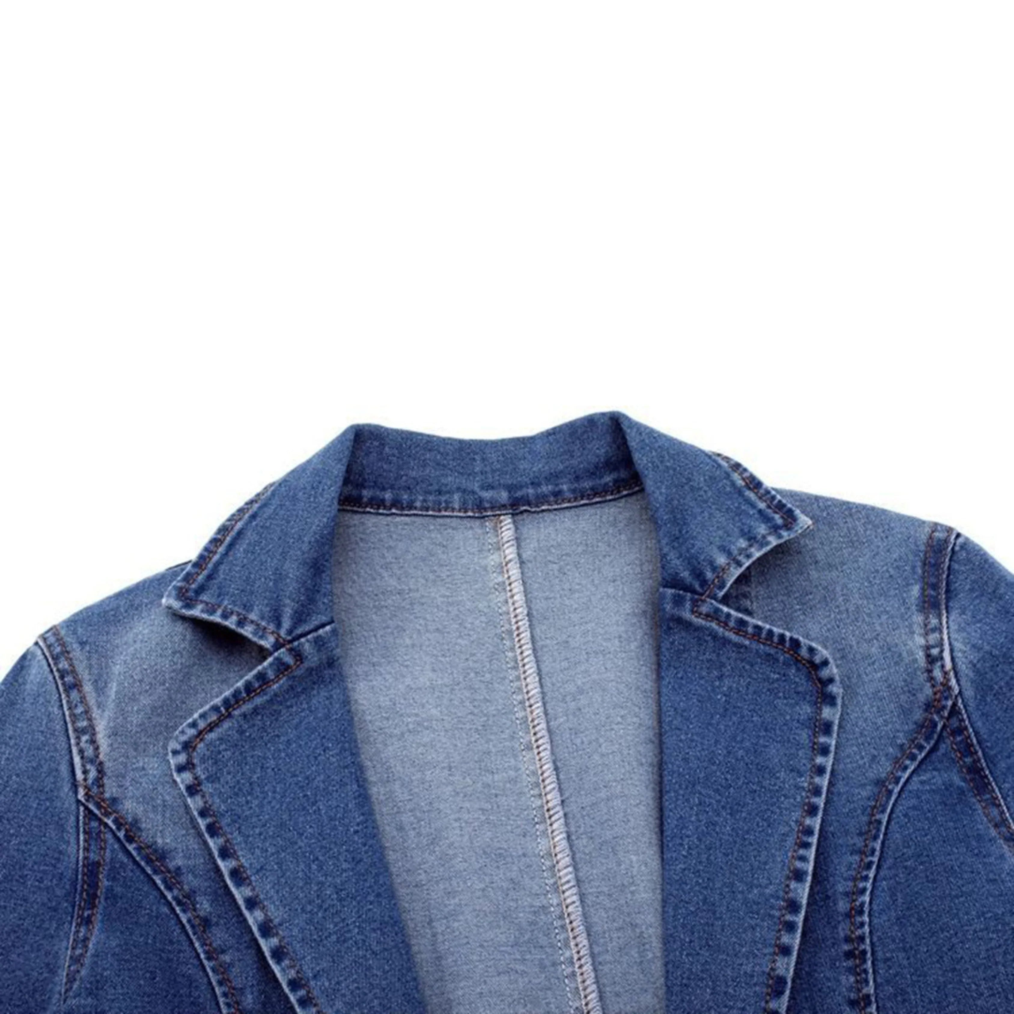 Op maat gemaakte casual denim blazer – Lichtgewicht bovenkleding voor dames