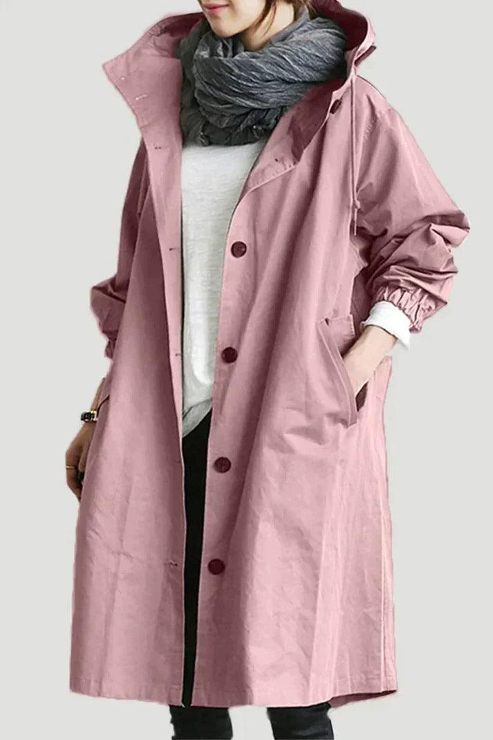 Trenchcoat met capuchon en riem - Stijlvolle, waterbestendige bovenkleding