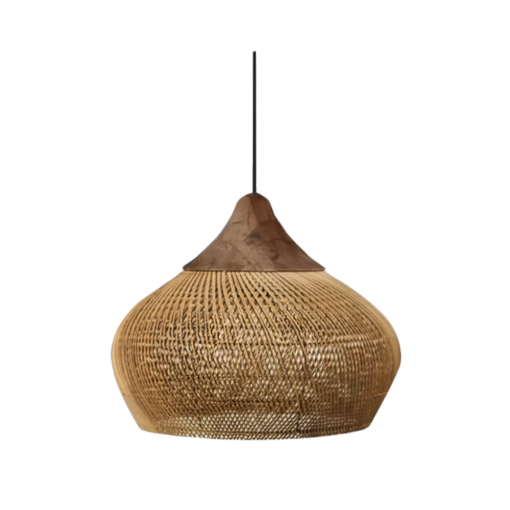 Boho rotan hanglamp – handgeweven natuurlijke sfeerverlichting