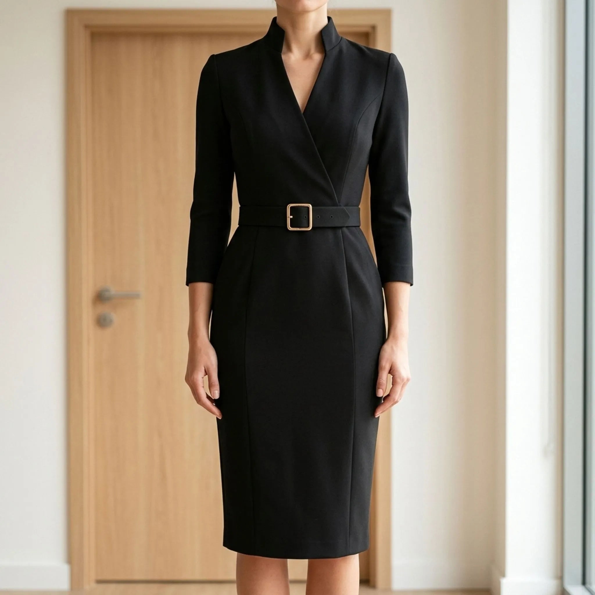 Aansluitende Midi Jurk Met Riem | Navando 