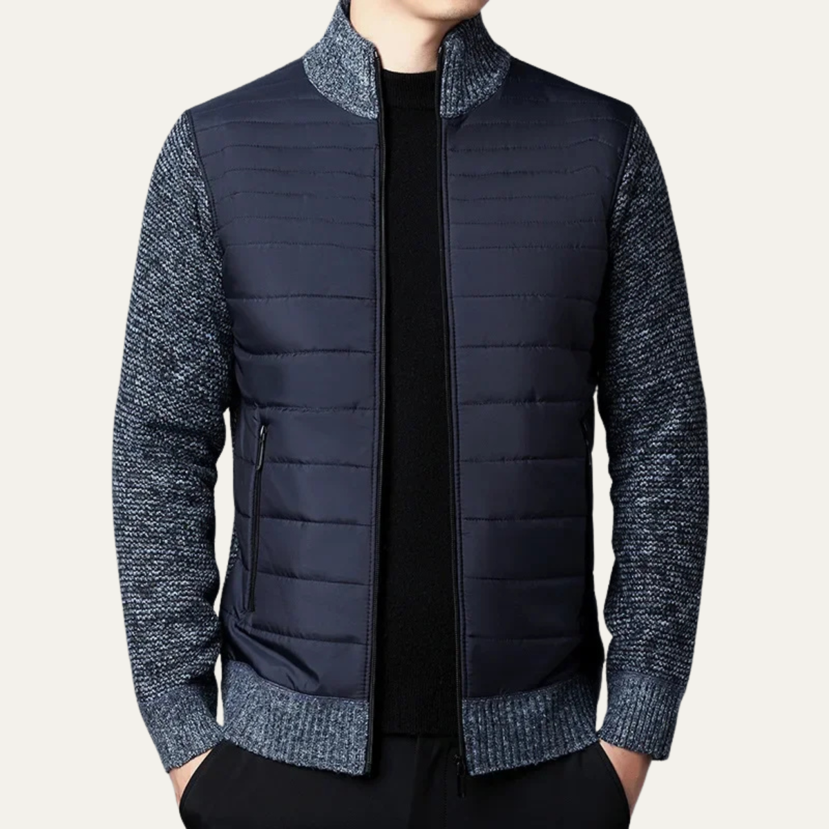 Aberdeen | Gewatteerd vest met rits en gebreide mouwen 4