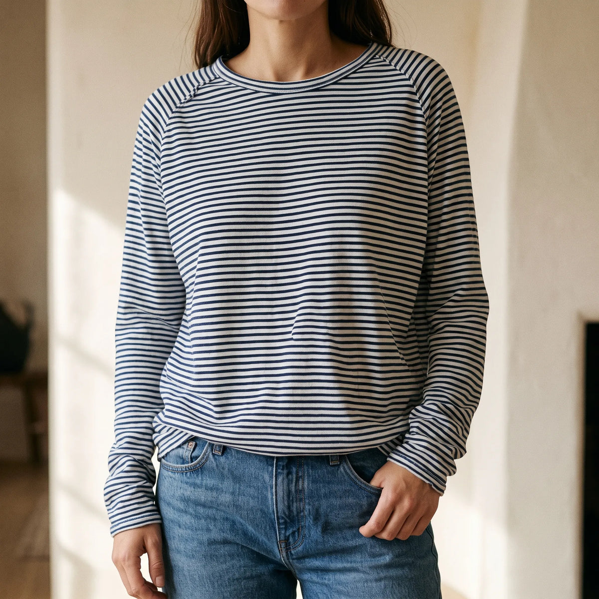 Aliyah | Gestreepte Longsleeve Met Ronde Hals