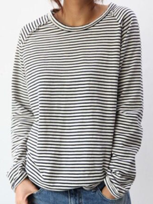 Aliyah | Gestreepte Longsleeve Met Ronde Hals