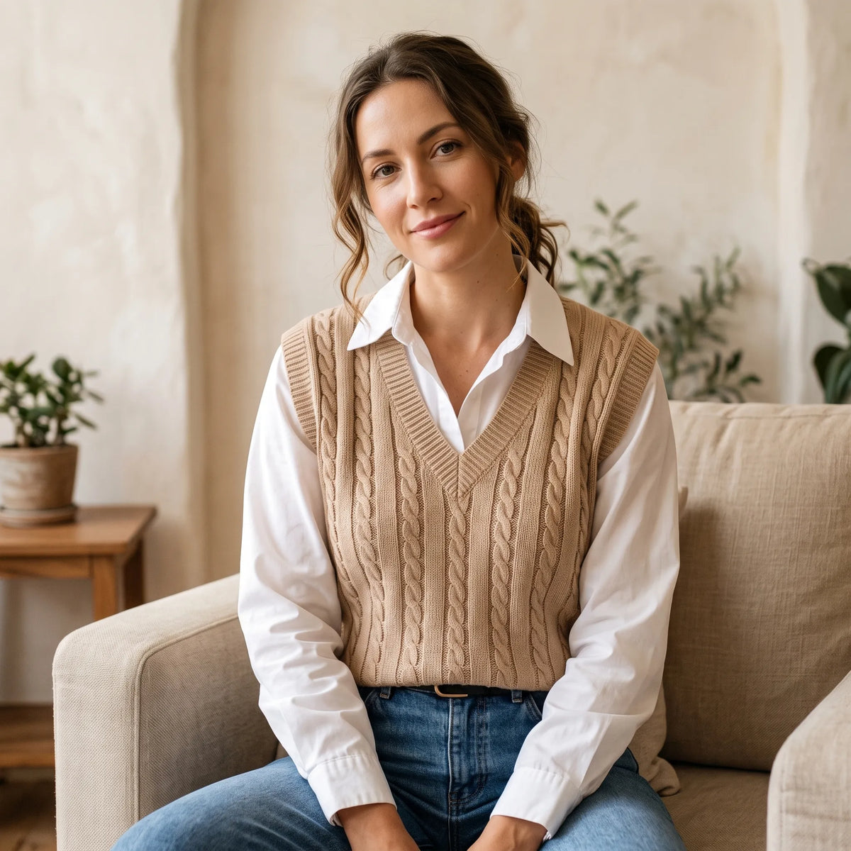 Amelie | Aansluitende Gebreide Spencer Met Kabelpatroon