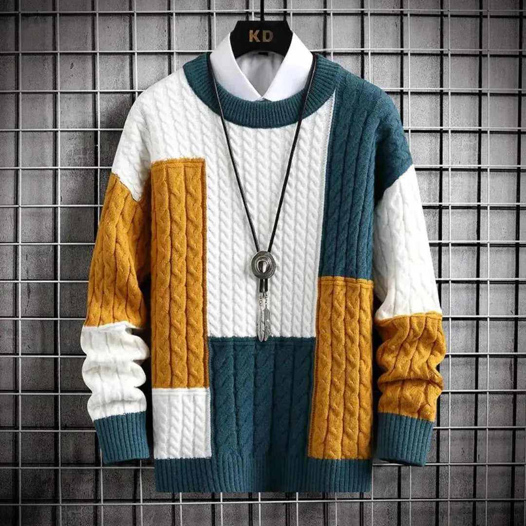 Apollo | Zachte trui met patchworkpatroon 0