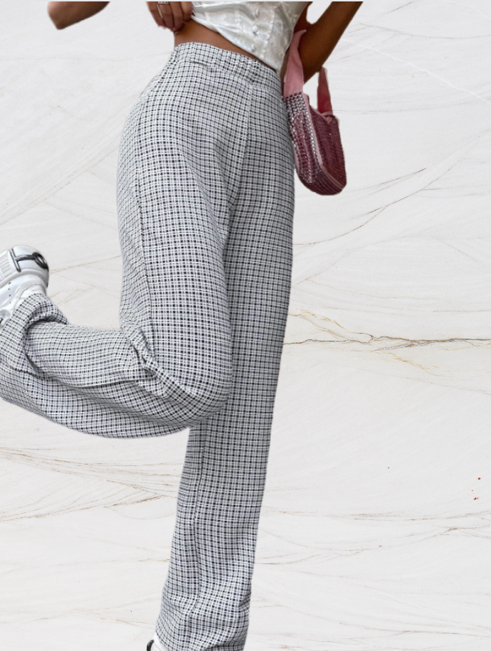 Martina - High Waist Geruite Pantalon voor Dames